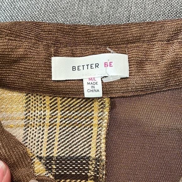 Better Be M/L button down shirt corduroy and plaid print. - Picture 6 of 7